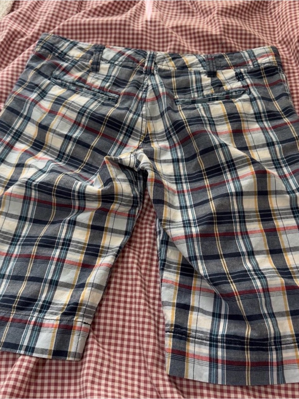 Y2K Roxy Plaid Knee-Length Women's Shorts - Blue & White - Picture 6 of 6